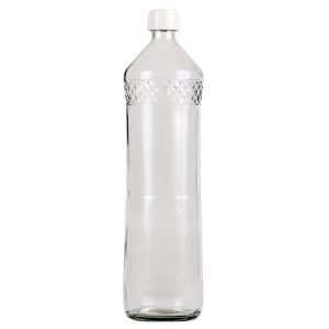 Trinkflasche aus Glas (1 Ltr.) mit CDL-beständigem, schmalem Verschluß [B]